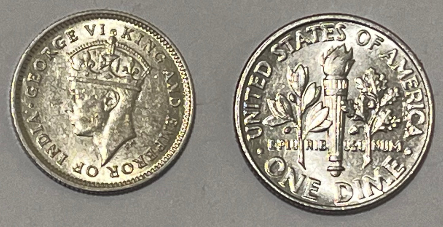 BRITISH GUIANA (GUYANA) ~ 1938 ~ 4 Pence ~ George VI ~ Crowned denomination within wreath ~ Key date ~ 30,000 minted ~ High grade