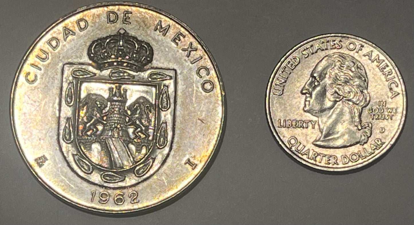 MEXICO, 1962, Silver Medal ~ Monumentos Mexicanos, Catedral y Sagrario (Mexican Monuments, Cathedral and Tabernacle) ~ 37mm ~ .98 fine silver ~ Grove-1125a