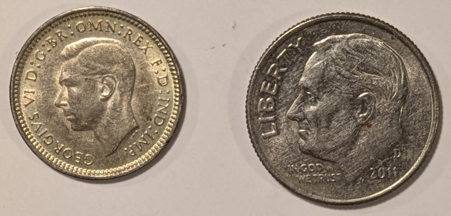 AUSTRALIA, Commonwealth, George VI ~ 1943-D ~ 3 Pence ~ Y16, KM-37 ~ Unc