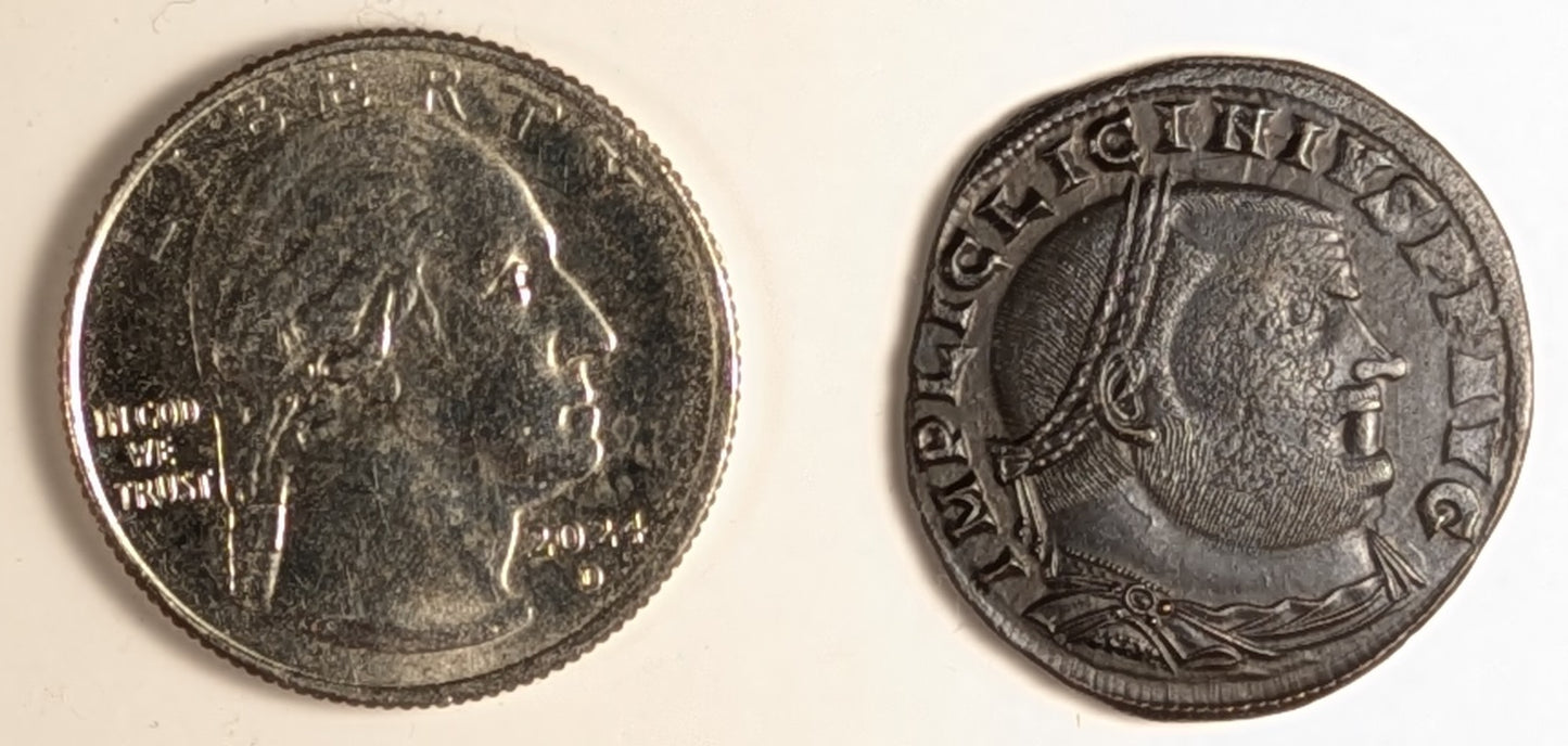 ROME, Licinius ~ 308-324 ~ Bi Follis (3.30g) ~ Laur. bust right ~ Jupiter stg. left holding Victory on globe and scepter, eagle at feet ANT in ex., Z in field ~ SR-15253 ~ EF