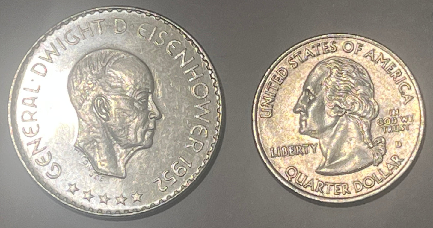 EUROPA FEDERATION, Europino Coinage ~ 1952-HM (Hamburg) ~ 2 1/2 Europinos (= 1/2 Dollar) ~ Bust of Dwight D. Eisenhower right ~ Torch ~ Bruce-X11, Kenny-19 ~ PL BU