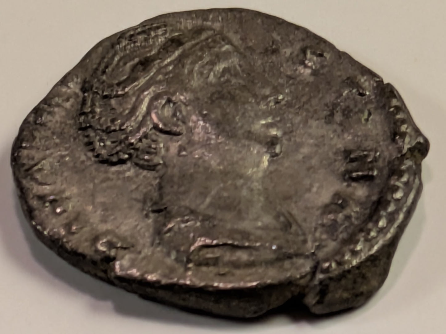 ROME, Diva Faustina Senior, wife of Antoninus PIUS, Died 141 AD ~ Silver Denarius (2.49g) ~ Draped bust right DIVA FAUSTINA ~ Vesta seated left, holding patera and short scepter AVGVSTA ~ SR-4588, RIC-371, RSC-119 ~ Toned aVF on short flan