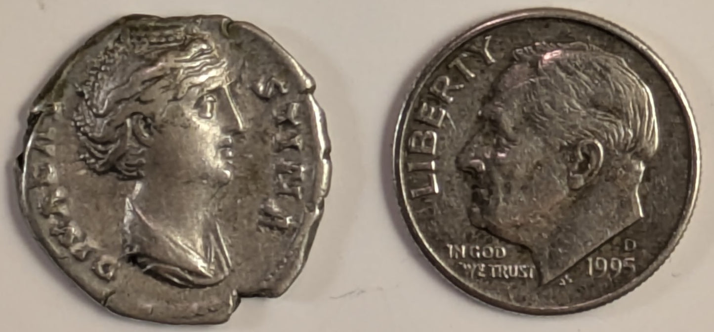 ROME, Diva Faustina Senior, wife of Antoninus PIUS, Died 141 AD ~ Silver Denarius (3.32g) ~ Draped bust right DIVA FAUSTINA ~ Ceres standing left, holding torch and scepter AVGVSTA ~ RSC-96, RIC-356 ~ VF