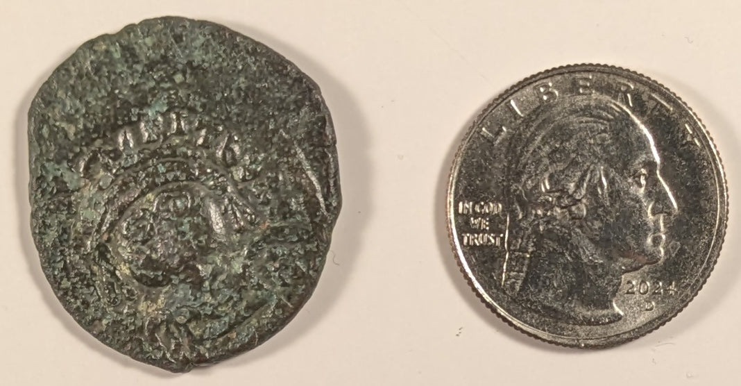 BYZANTINE, Maurice Tiberius ~ 582-602 AD ~ Æ Follis (11.37g) ~ Crowned facing bust. Unusual ending of name VRI. TBERP ~ Large M, Officina A, year 11, cross above KYZ in ex.. Cyzicus mint ~ SB-518, Ratto-1122 ~ aVF, o.c.