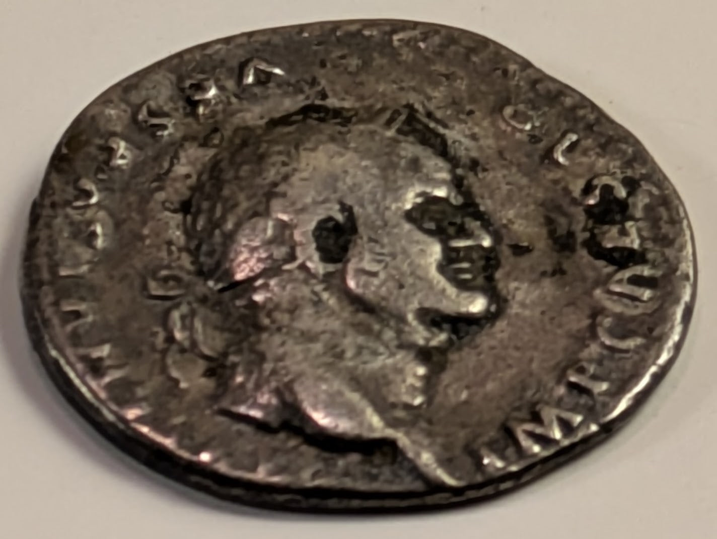 ROMAN EMPIRE, Vespasian ~ 69-79 (AD 75) ~ Silver Denarius (3.28g) ~ Laureate bust right IMP CAESAR VESPASIANVS AVG ~ Pax seated left holding oive-branch PON MAX TR P COS VI ~ SR-2301, RSC-366 ~ Fine