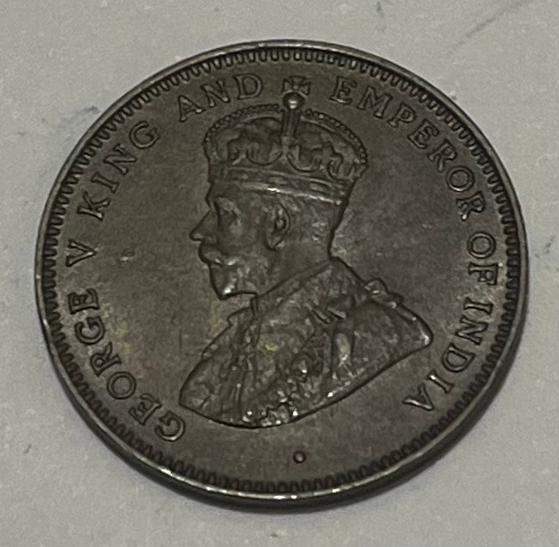 MAURITIUS, Crown Colony. George V ~ 1923 ~ 1 cent ~ key date ~ Y-6, KM-12 ~ Ch. brown EF
