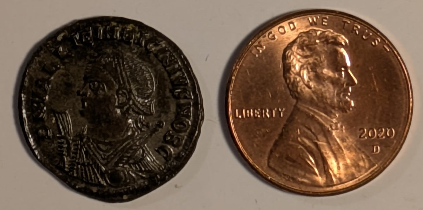 ROME, Licinius Junior, as Caesar ~ 317-324 (this 317-318) ~ Silvered Reduced Follis (2.95g) ~ Laureate, draped bust l, hldg mappa, globe, scepter ~ Jupiter stg l, hldg Victory, captive at feet AMANT in ex. ~ RIC-7, 29, SR-15415 ~ Ch. toned EF