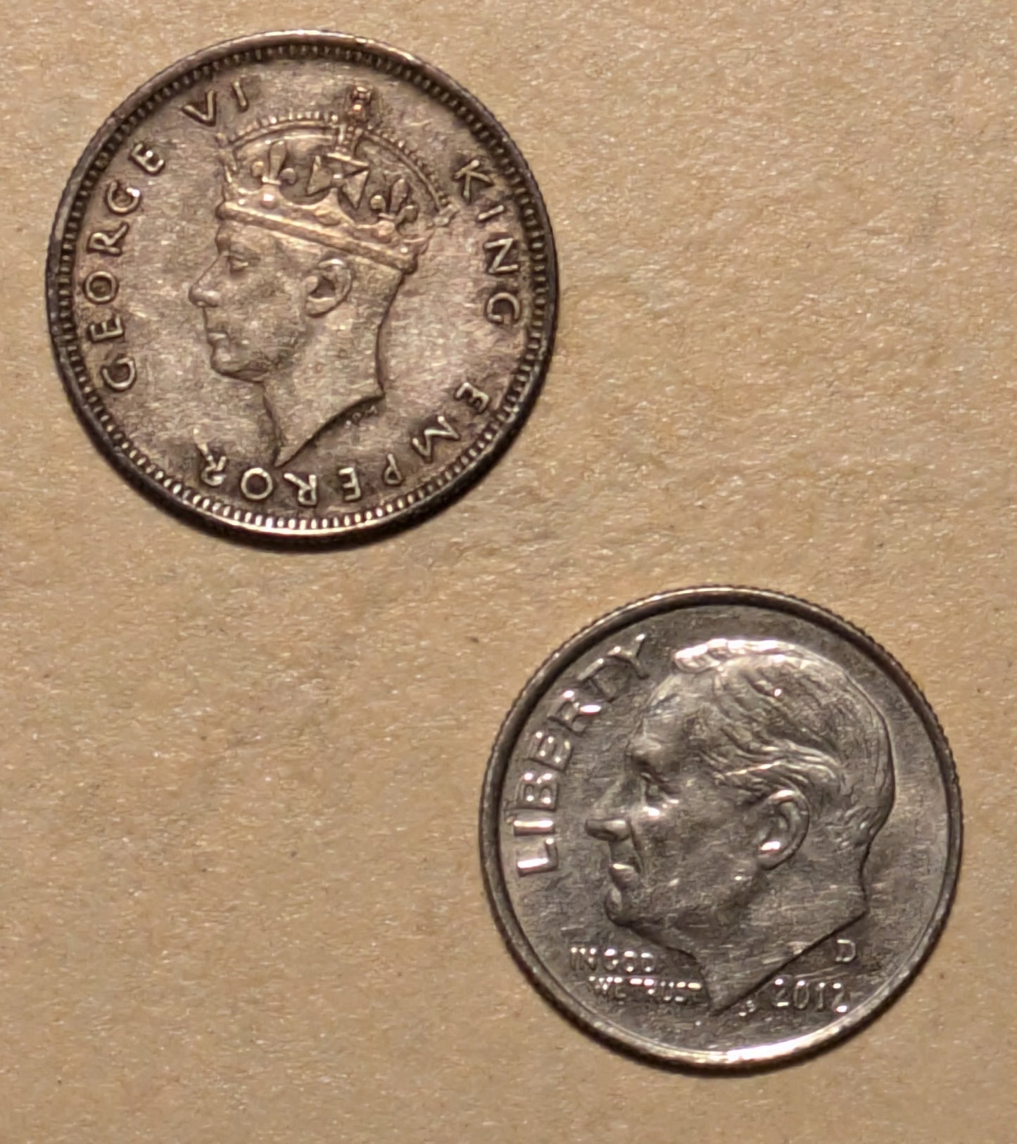 MAURITIUS, George VI ~ 1938 ~ Silver 1/4 Rupee (22k) ~ One year type ~ Y-16, KM-18 ~ Toned EF