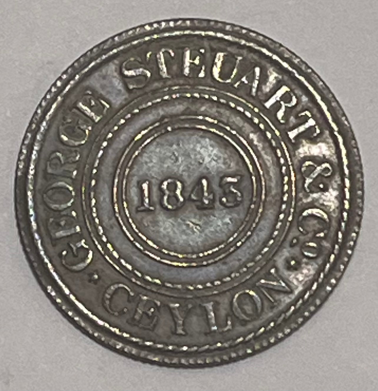 CEYLON, George Steaurt & Co ~ 2 women at work filling sack ~ "George Steaurt & Co Ceylon" around 1843/ "Wekande Mills" ~ Pridmore-96 ~ both the Tamil + Sinhalese scripts are incorrect