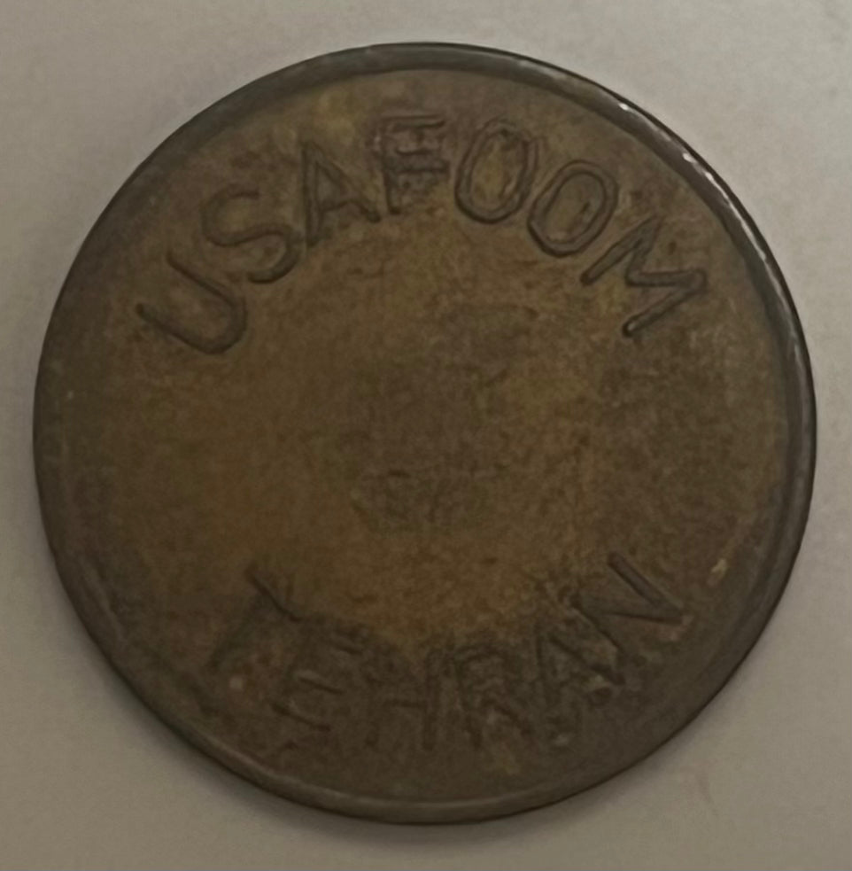 IRAN, Tehran ~ "USAFOOM TEHRAN" ~ Brass 24mm ~ Military token