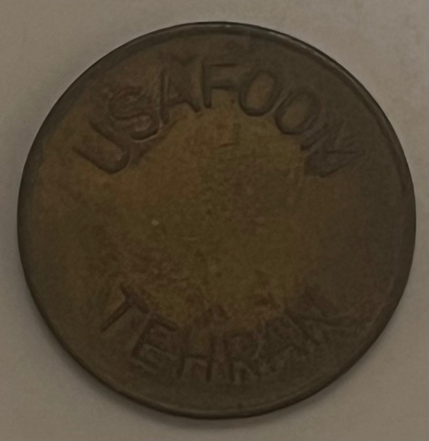 IRAN, Tehran ~ "USAFOOM TEHRAN" ~ Brass 24mm ~ Military token