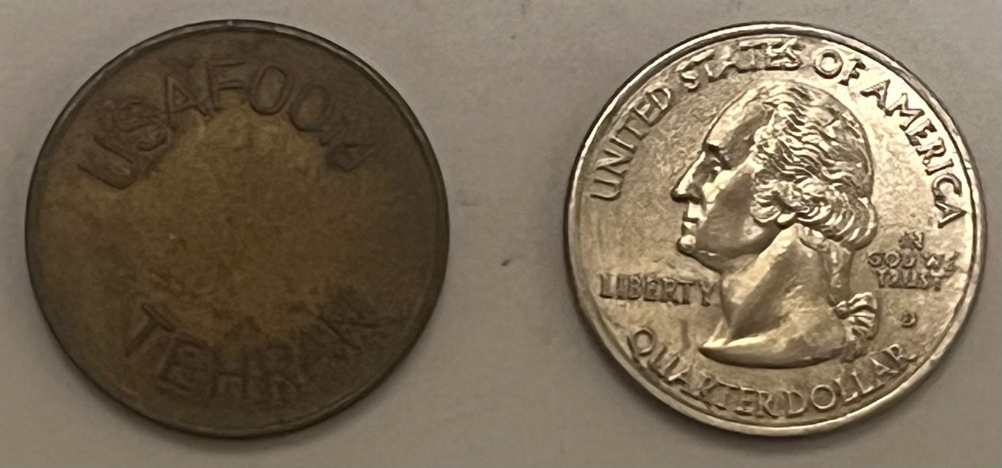IRAN, Tehran ~ "USAFOOM TEHRAN" ~ Brass 24mm ~ Military token