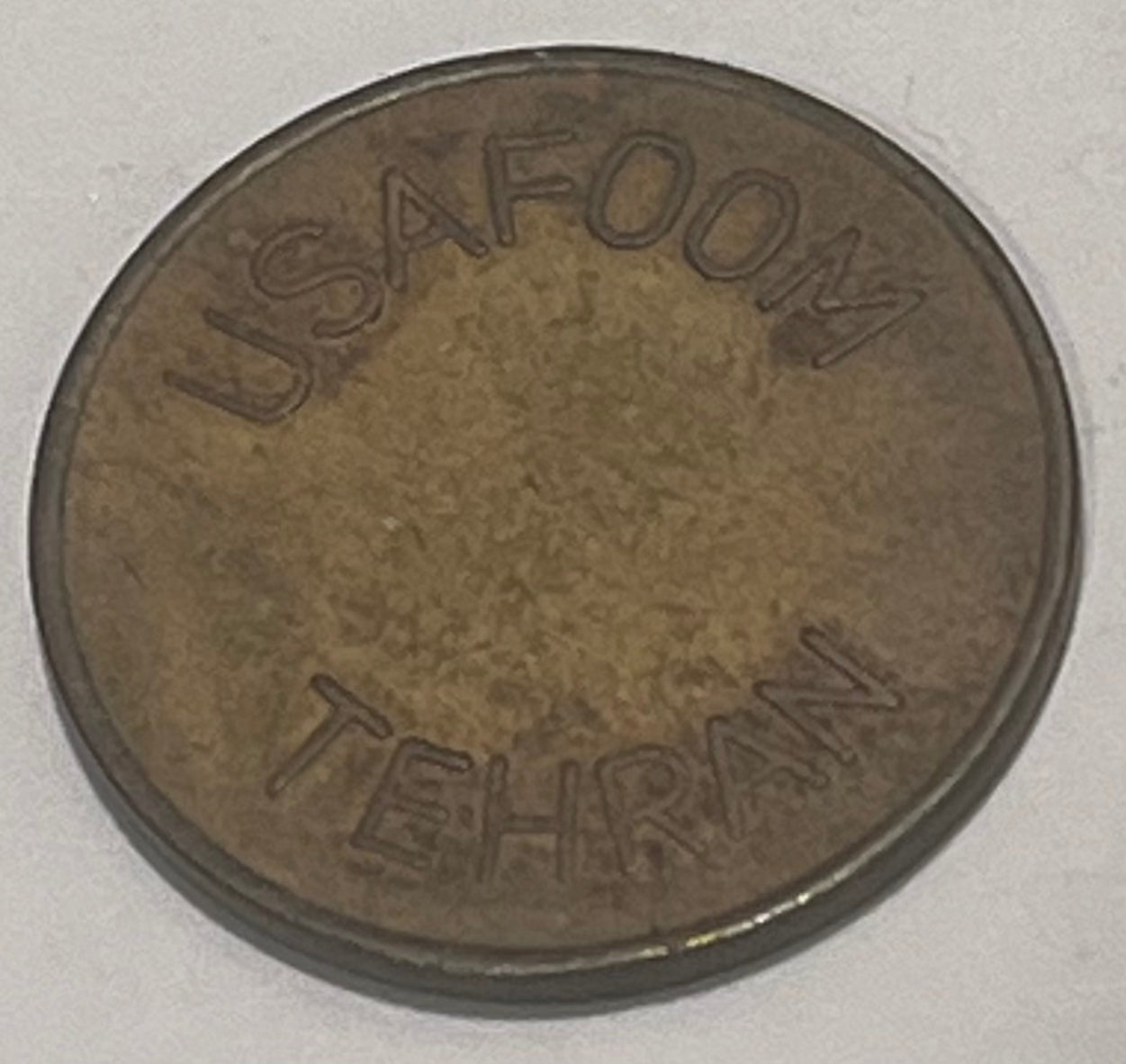 IRAN, Tehran ~ "USAFOOM TEHRAN" ~ Brass 24mm ~ Military token