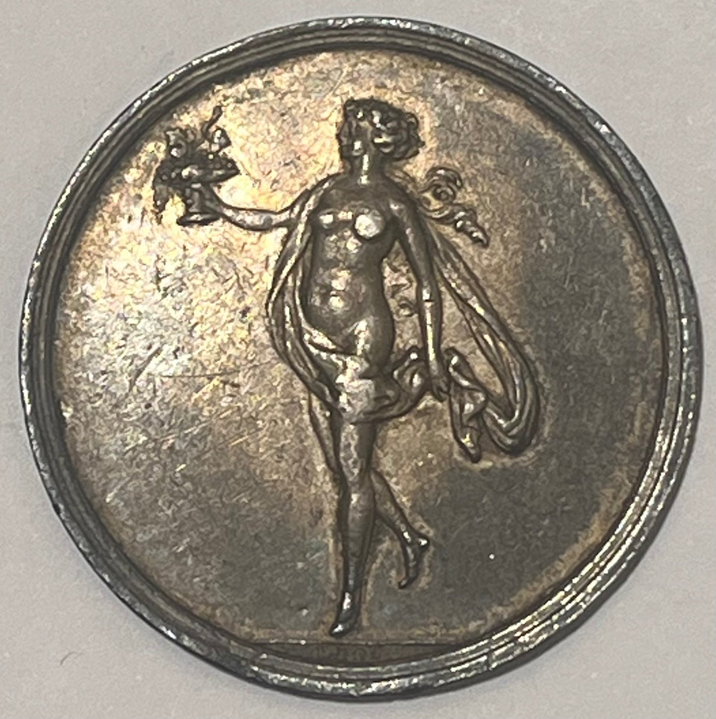 AUSTRIA, Vienna ~ N.D. (c. 1800) by Gottfried Bernhard Loos ~ Silver 36mm ~ Dancing young lady with cup of grapes