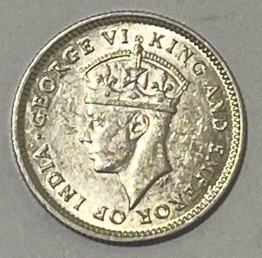 BRITISH GUIANA (GUYANA) ~ 1938 ~ 4 Pence ~ George VI ~ Crowned denomination within wreath ~ Key date ~ 30,000 minted ~ High grade