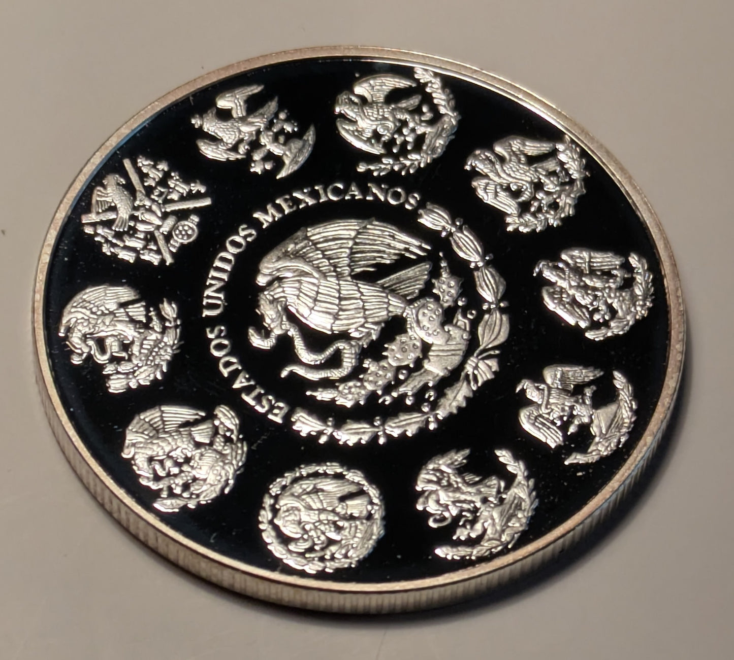 MEXICO, Mexico ~ Chichén Itzá Series ~ Casa De Las Monjas (The Nunnery) ~ 5 Pesos ~ Non-Circulating ~ Proof ~ Seven Wonders of the World commemorative ~ KM-945