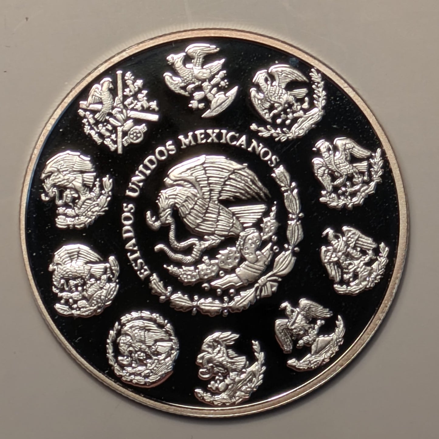 MEXICO, Mexico ~ Chichén Itzá Series ~ Casa De Las Monjas (The Nunnery) ~ 5 Pesos ~ Non-Circulating ~ Proof ~ Seven Wonders of the World commemorative ~ KM-945