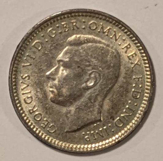 AUSTRALIA, Commonwealth, George VI ~ 1943-D ~ 3 Pence ~ Y16, KM-37 ~ Unc