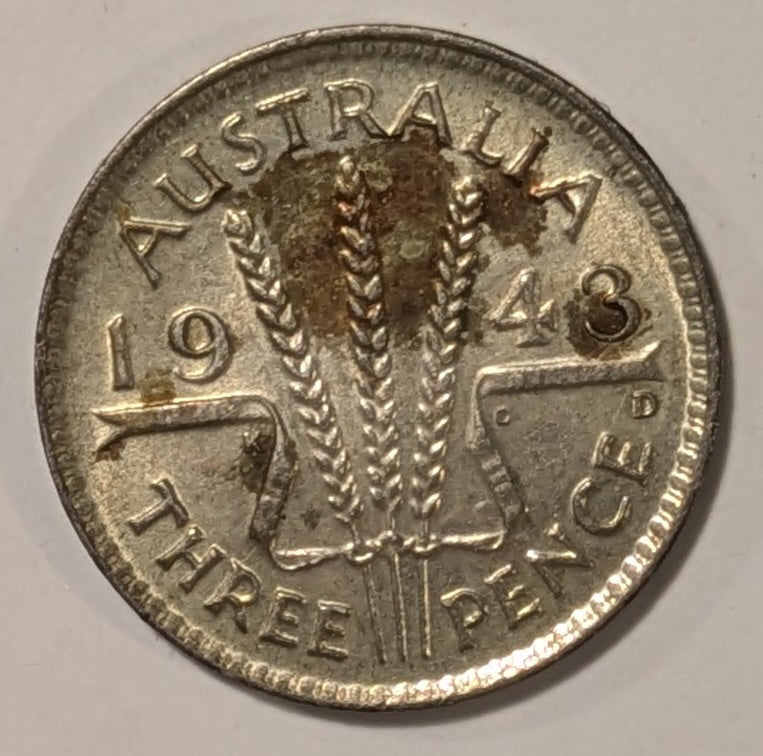 AUSTRALIA, Commonwealth, George VI ~ 1943-D ~ 3 Pence ~ Y16, KM-37 ~ Unc