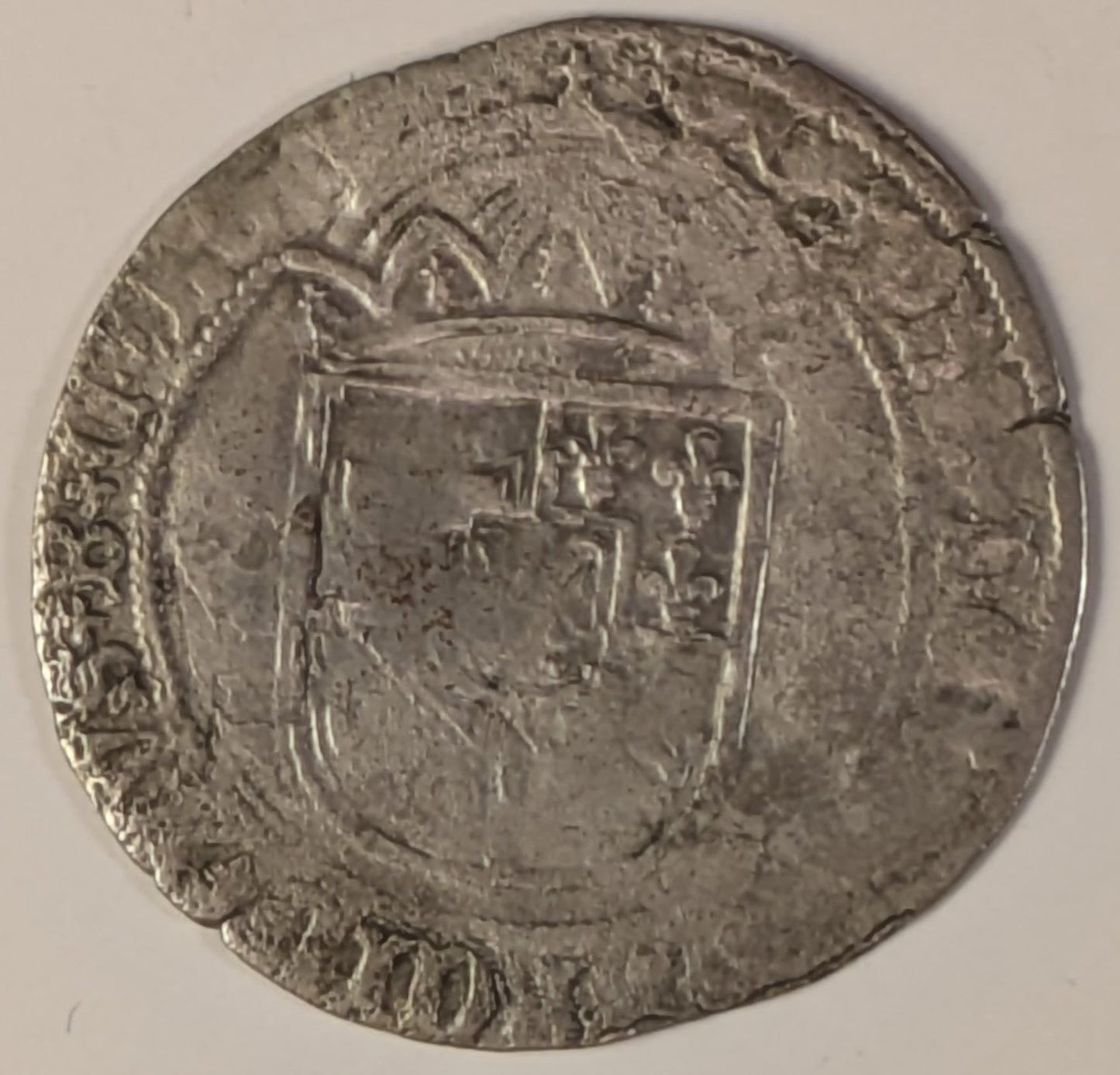 NETHERLANDS, Holland, Philipp the Fair ~ 1499 ~ Stuiver ~ Shield of Austria-Burgundy ~ Ornamented long cross in qutrefoil ~ mm in center, date. Ex David Cervin collection, via Schulman ~ Lev-III-271a, Fr-, GH-120-6 ~ VG-F, weak in spots, date is clear