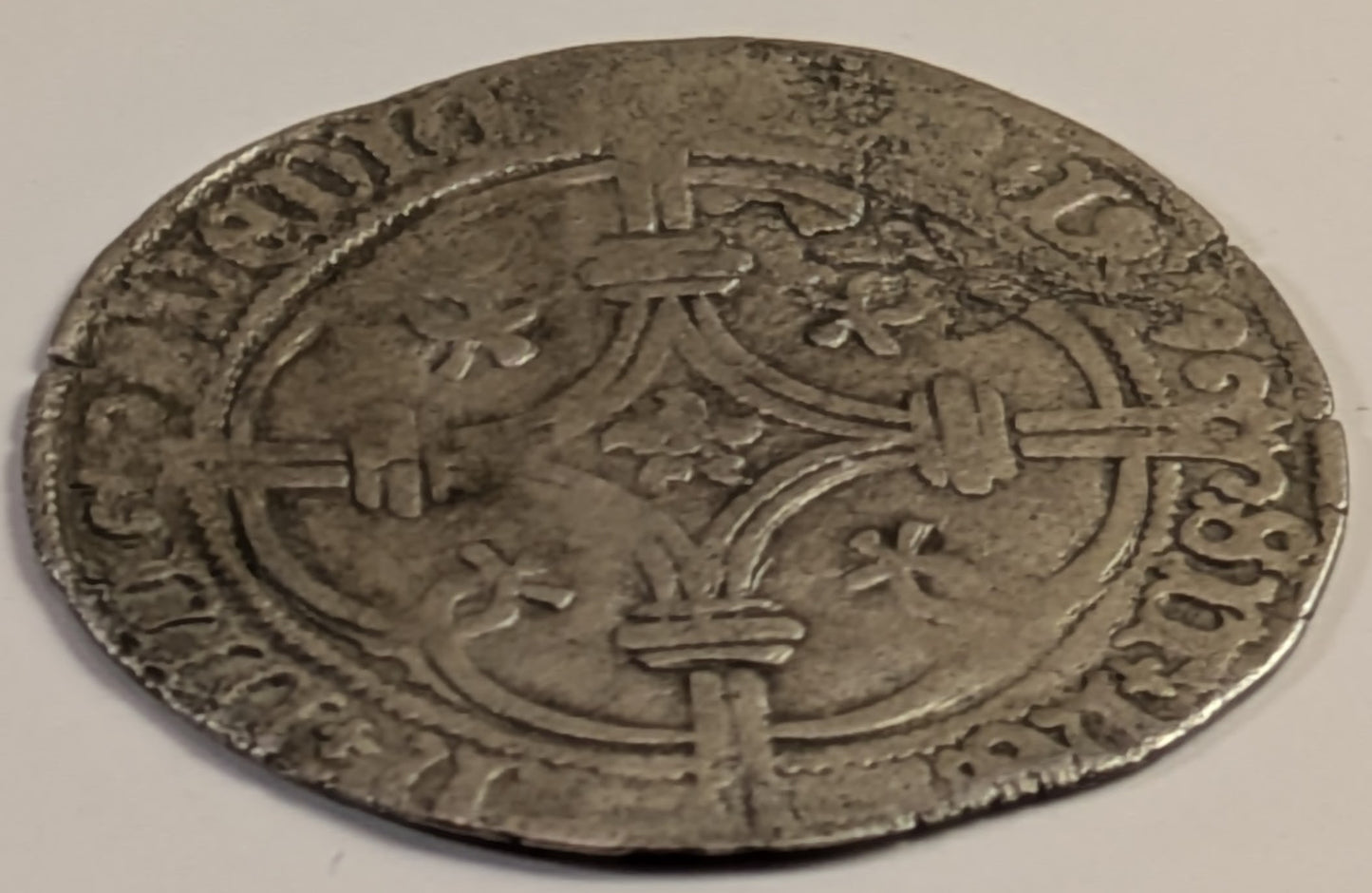 NETHERLANDS, Holland, Philipp the Fair ~ 1499 ~ Stuiver ~ Shield of Austria-Burgundy ~ Ornamented long cross in qutrefoil ~ mm in center, date. Ex David Cervin collection, via Schulman ~ Lev-III-271a, Fr-, GH-120-6 ~ VG-F, weak in spots, date is clear