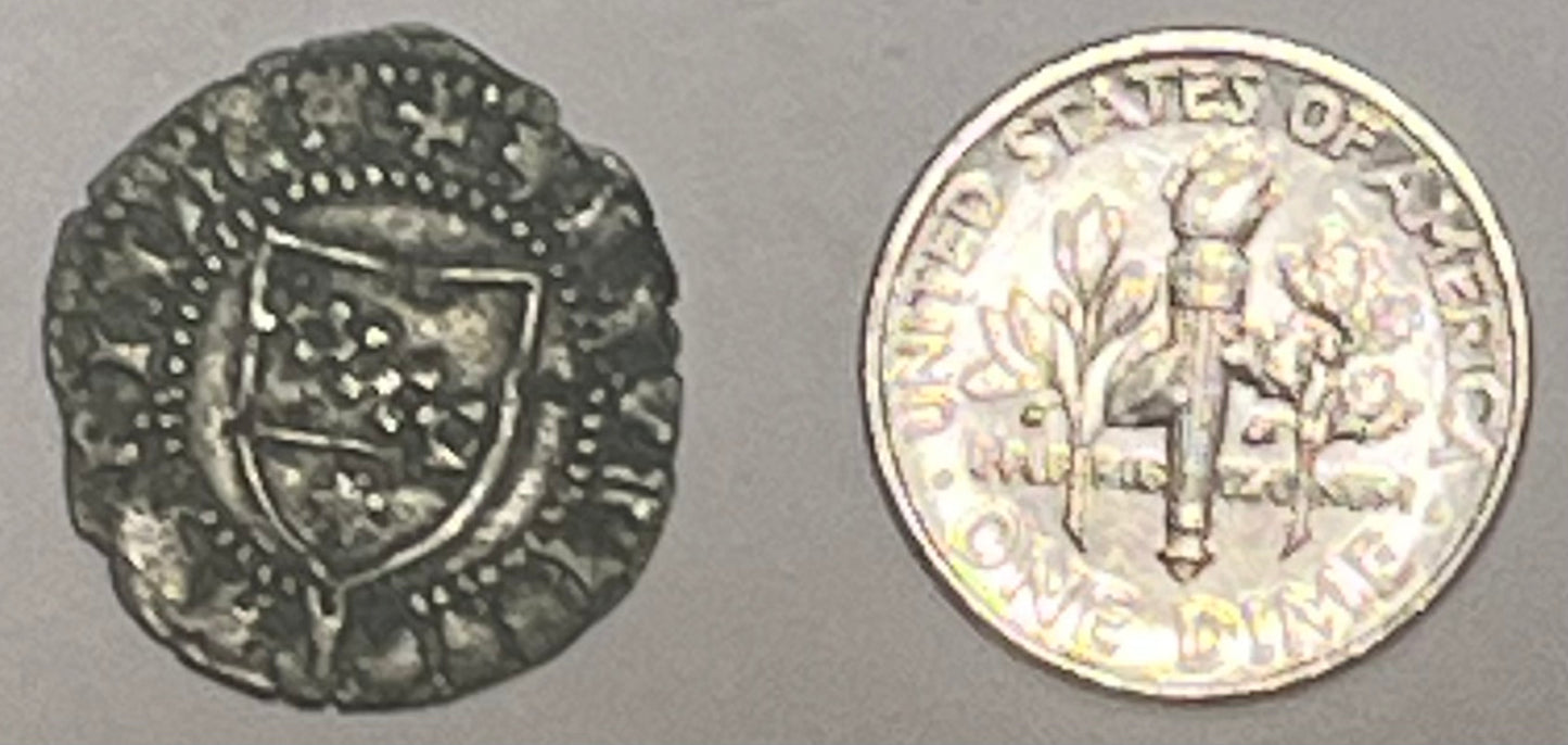 ITALY, Aquileia. Antonio II Panciera di Portugruaro. 1402-1411 ~ AR Denaro ~ ANTONIUS + PATRIARCA around arms ~ .AQV.ILE.GEN.SIS around eagle with wings spread and head left ~ Biaggi-191 ~ VF