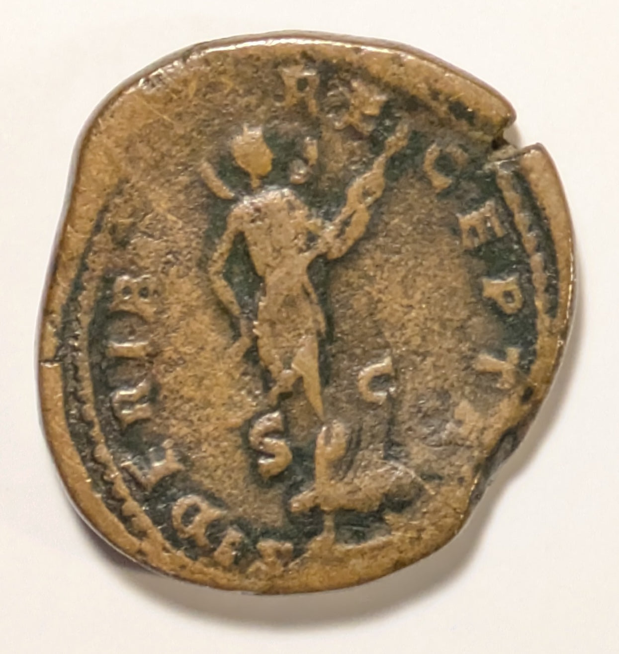 ROME, Diva Faustian, deified wife of M. Aurelius ~ AE Sestertius (26.08g) ~ Veiled draped bust right ~ Diana standing right, holding torch, crescent behind neck. SIDERIBVS RECEPTA SC ~ RIC-1715, SR-5233v ~ VG, rough, scarce