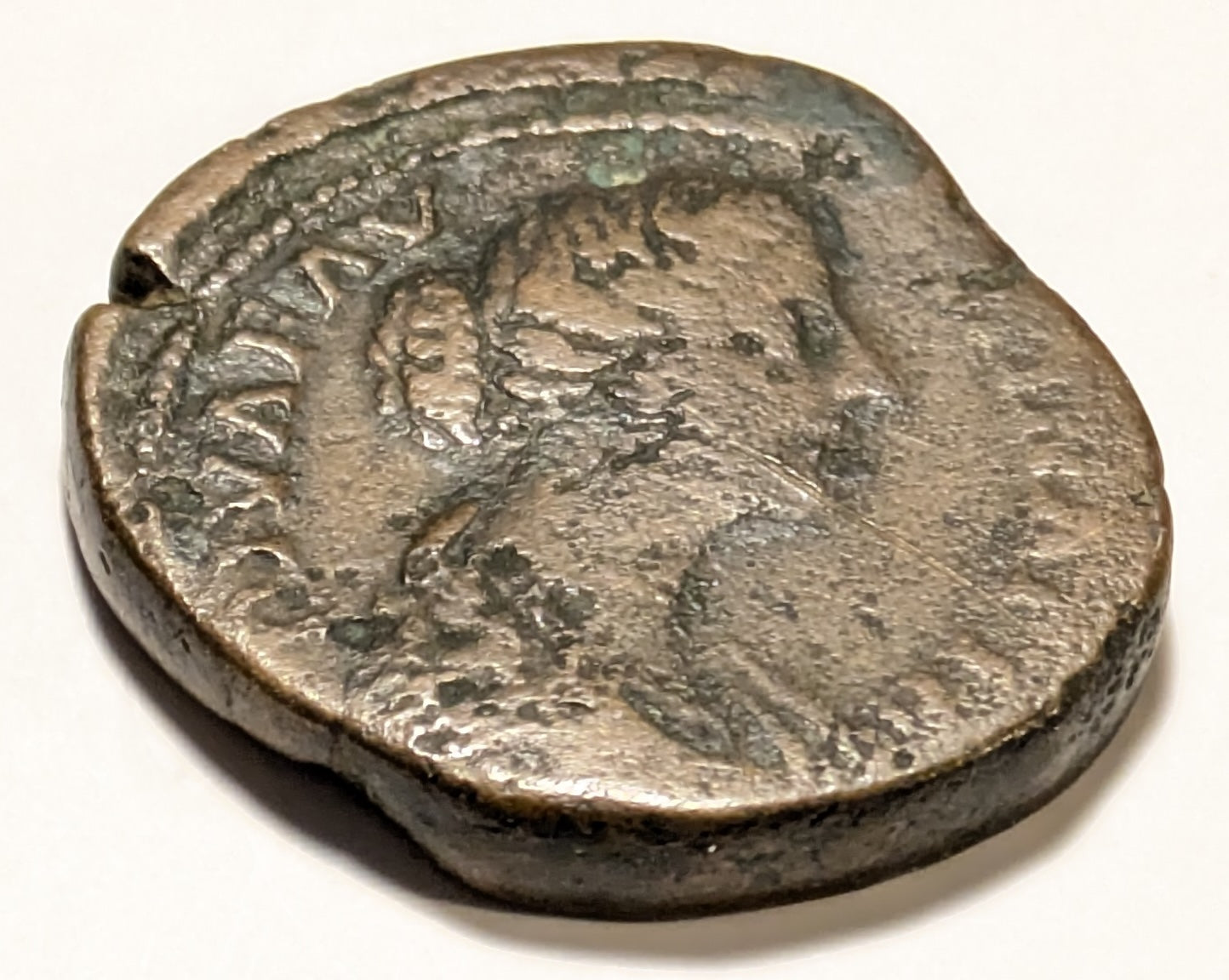 ROME, Diva Faustian, deified wife of M. Aurelius ~ AE Sestertius (26.08g) ~ Veiled draped bust right ~ Diana standing right, holding torch, crescent behind neck. SIDERIBVS RECEPTA SC ~ RIC-1715, SR-5233v ~ VG, rough, scarce