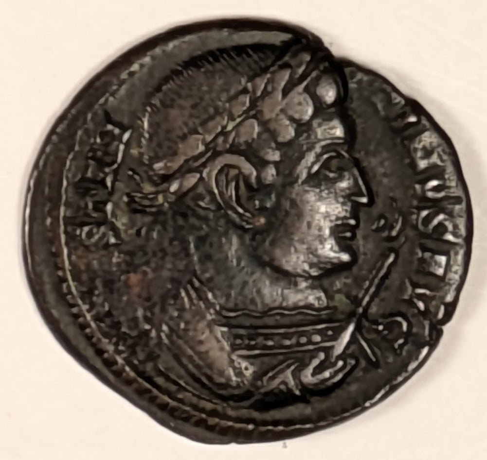 ROME, Constantine the Great ~ 307-337 ~ Æ Centenionalis (2.82g) ~ Laureate bust right, wearing robes & holding eagle tipped scepter ~ Altar inscribed VOT IS XX in 3 lines, globe on top, PTR in ex. Trier mint ~ SR-16174, RIC-7, 305 ~ Gd VF