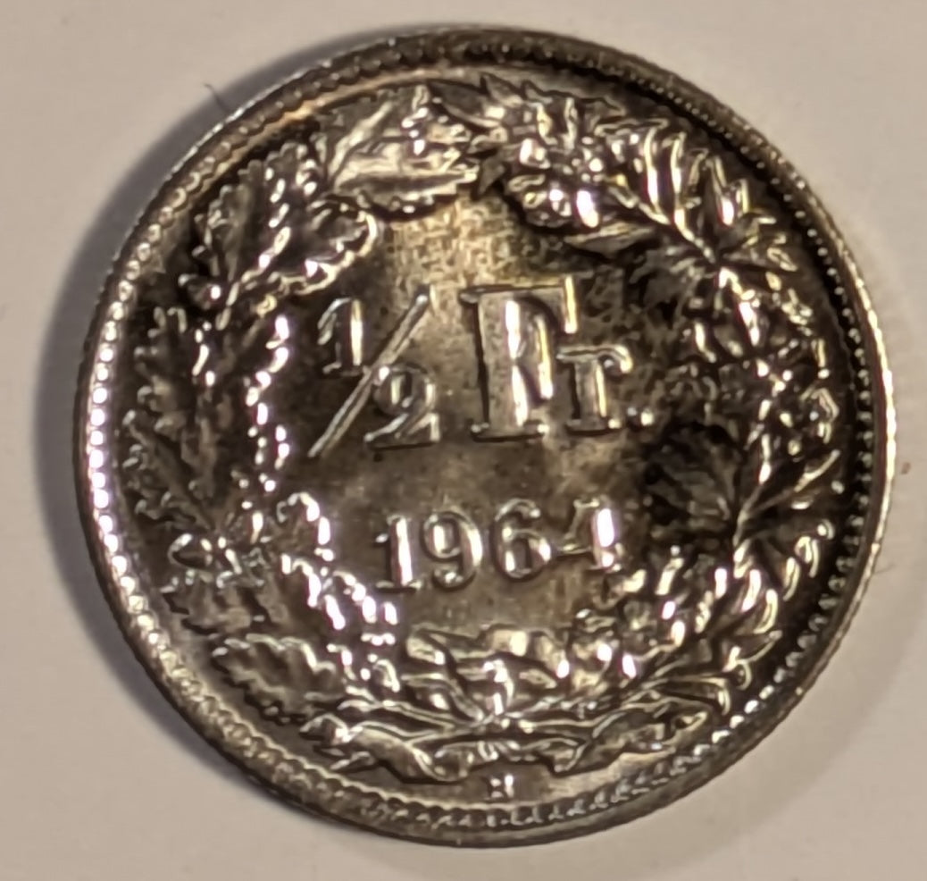 SWITZERLAND, Confederation ~ 1964-B ~ 1/2 Franc ~ Y-30, KM-23 ~ Gem BU