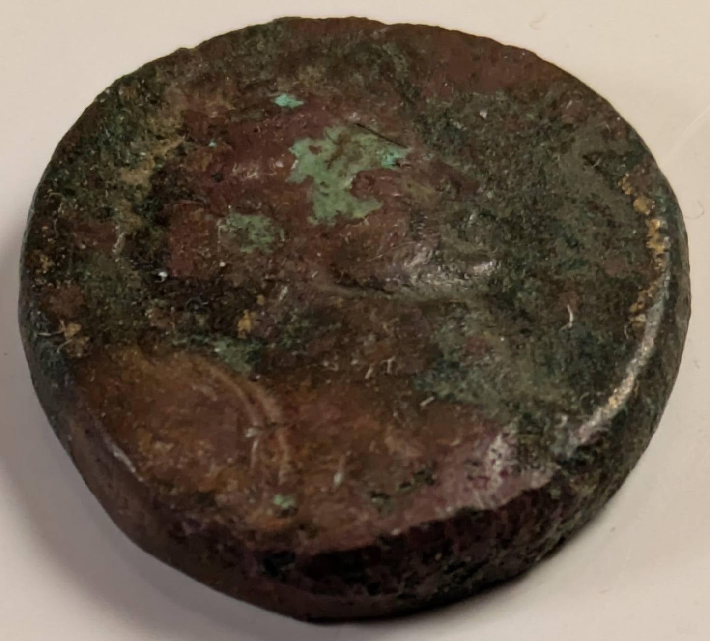 SAMARIA, Neapolis. Domitian ~ 81-96 ~ AE25 (16.25g) ~ Laureate bust right ~ 4-line legend, LEI = Year 15 = 86/87 AD. (Usually seen dated year 11.) ~ Ros-2, RPC-2223 ~ F/aVF, some verdigris