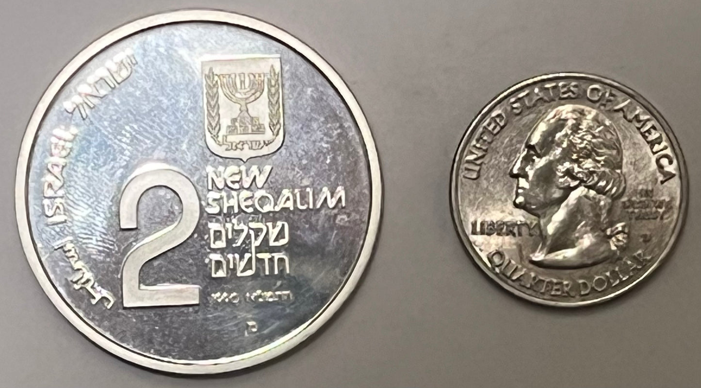 ISRAEL, Cochin Lamp ~ 1990/5751 ~ 2 New Sheqalim ~ Hanukkah Lamp Series ~ Last issue of series ~ KM-216, H-25a ~ Proof