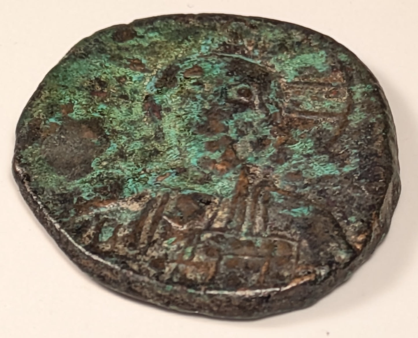 BYZANTINE, Anonymous att. to Basil II & ~ Constantine VIII. (976-1028) ~ Æ Follis (8.98g) 26mm ~ Facing bust of Christ. Anonymous Class A3 ~ “Jesus Christ, King of Kings” in 4 lines ~ SB-1818 ~ Fine, o.c. with green deposits on obverse