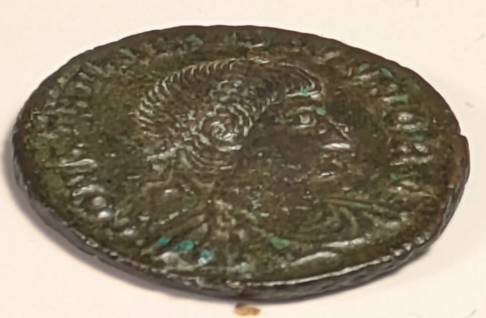 ROME, Constantine II ~ 337-340 ~ Æ4 (2.49g) of Cyzicus ~ Bust right ~ 2 soldiers stg., either side of 1 standard, SMKA in ex, glor iaexer citvs around ~ RIC-27. LRBC-1275 ~ Nice glossy  VF