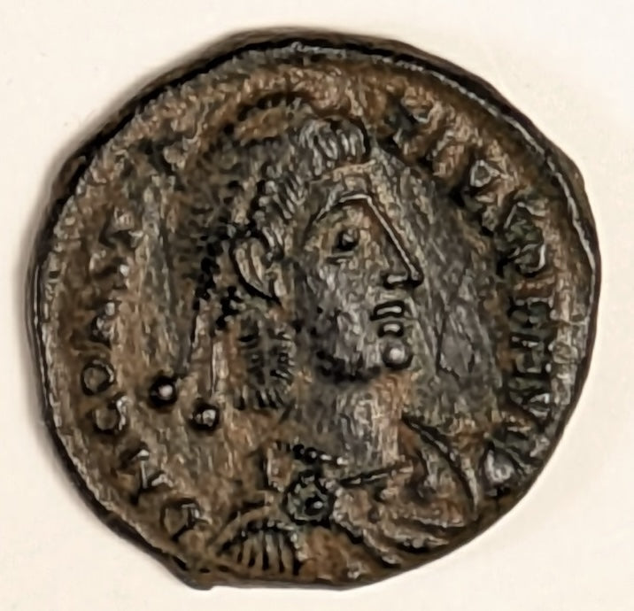 ROME, Constantius II ~ 337-361 ~ Æ 1/2 Centenionalis (2.46g) Cyzicus ~ Bust right,dn constanivs pf avg ~ Soldier adv. left, spearing fallen  horseman, SMKΕ in ex, fel temp reparatio ~ RIC-VIII, 104 ~ VF