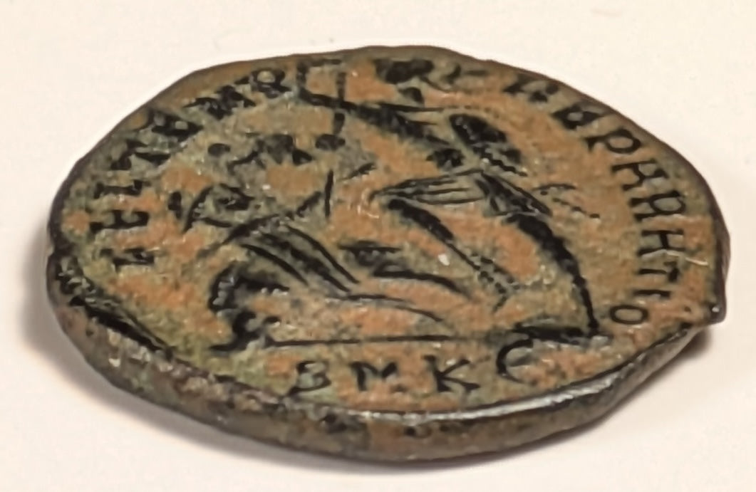 ROME, Constantius II ~ 337-361 ~ Æ 1/2 Centenionalis (2.46g) Cyzicus ~ Bust right,dn constanivs pf avg ~ Soldier adv. left, spearing fallen  horseman, SMKΕ in ex, fel temp reparatio ~ RIC-VIII, 104 ~ VF