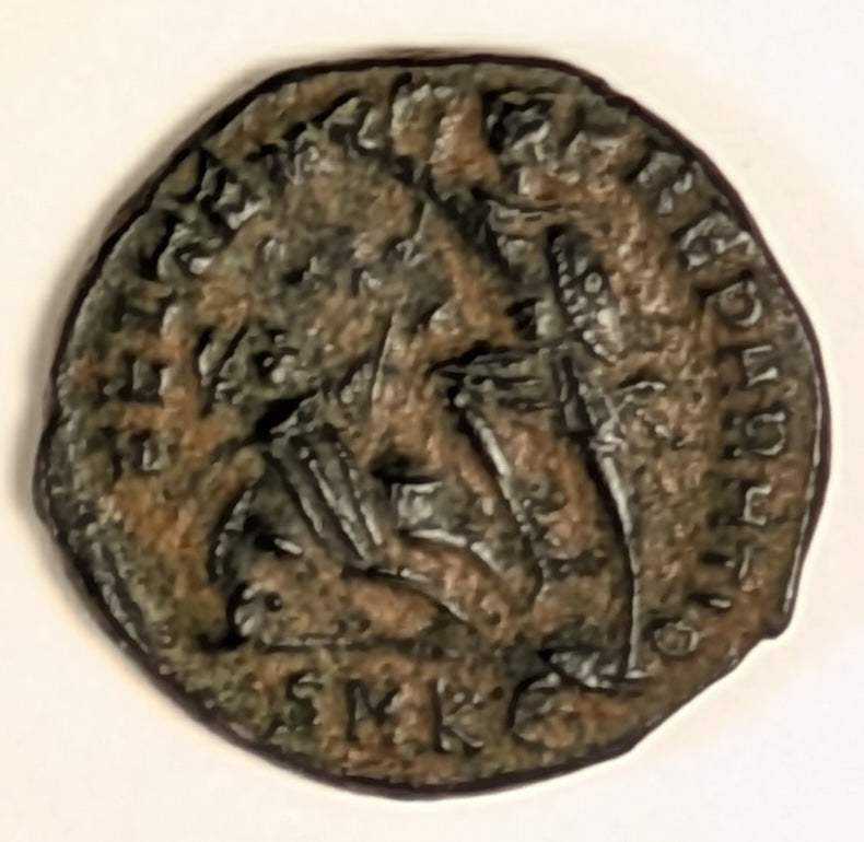 ROME, Constantius II ~ 337-361 ~ Æ 1/2 Centenionalis (2.46g) Cyzicus ~ Bust right,dn constanivs pf avg ~ Soldier adv. left, spearing fallen  horseman, SMKΕ in ex, fel temp reparatio ~ RIC-VIII, 104 ~ VF