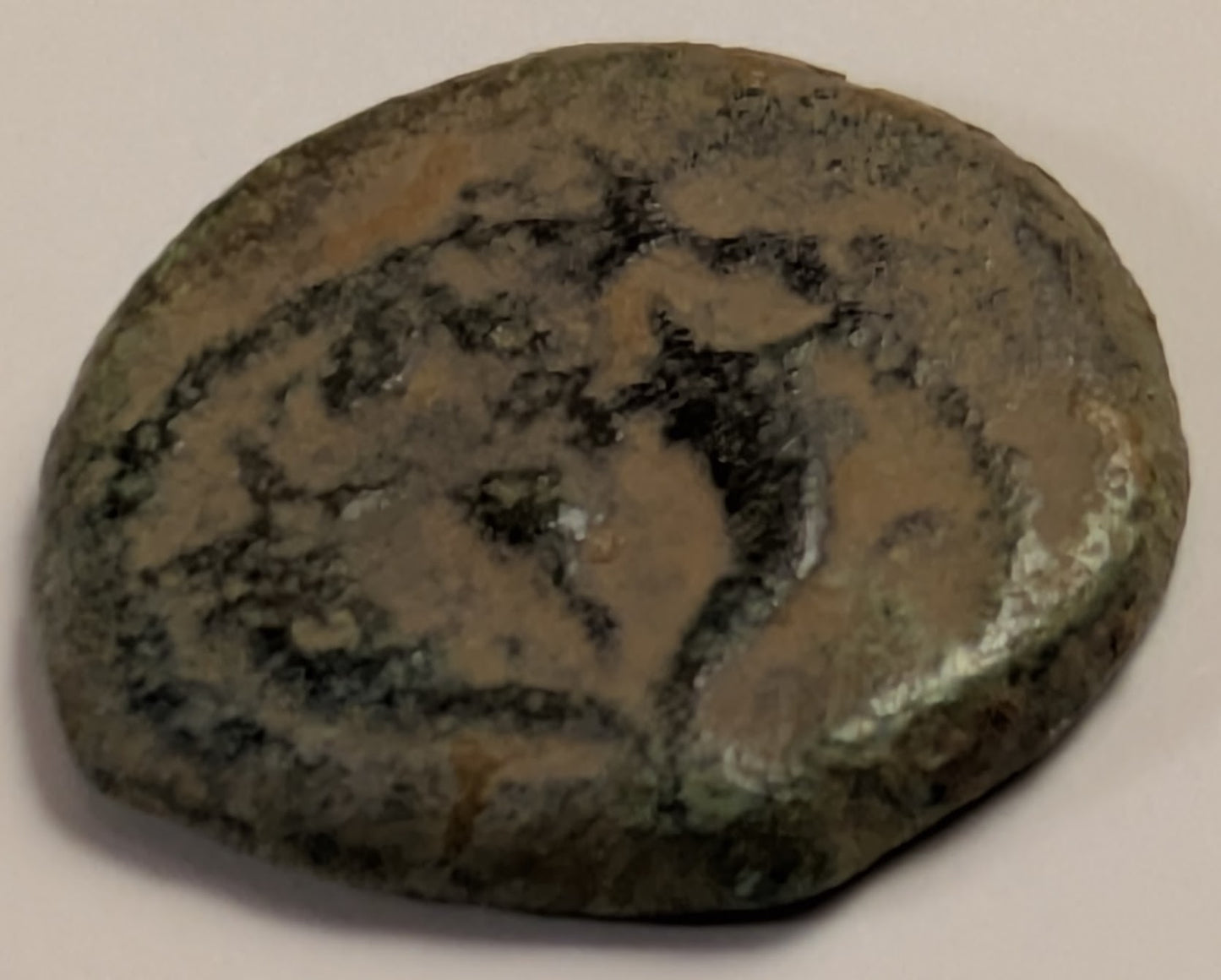 JUDAEA, John Hyrvanus ~ 135-104 BC ~ AE Prutah (1.58g) ~ Paleo-Hebrew in wedge style characters, "Yehohanan the High Priest & the Council of the Jews" ~ Double cornucopia, pomegranate between horns, monograph to lower right (Γ) ? ~ Hen-1135, TJC-D ~ VF