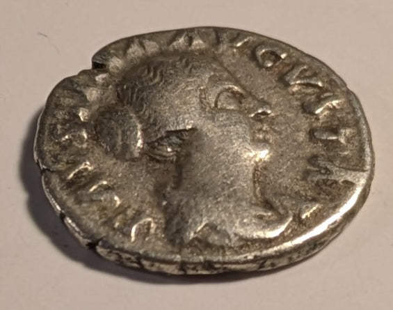 ROME, Faustina Jr., wife of Marcus Aurelius ~ Died 175-176 AD ~ Silver Denarius (3.15g) ~ Draped bust rt FAVSTINA AVGVSTA ~ Fecunditas standing between 2 children, holding 2 more in arms FECVND AVGVSTAE ~ RIC-676, RSC-95, SR-5251 ~ Fine+, Popular type