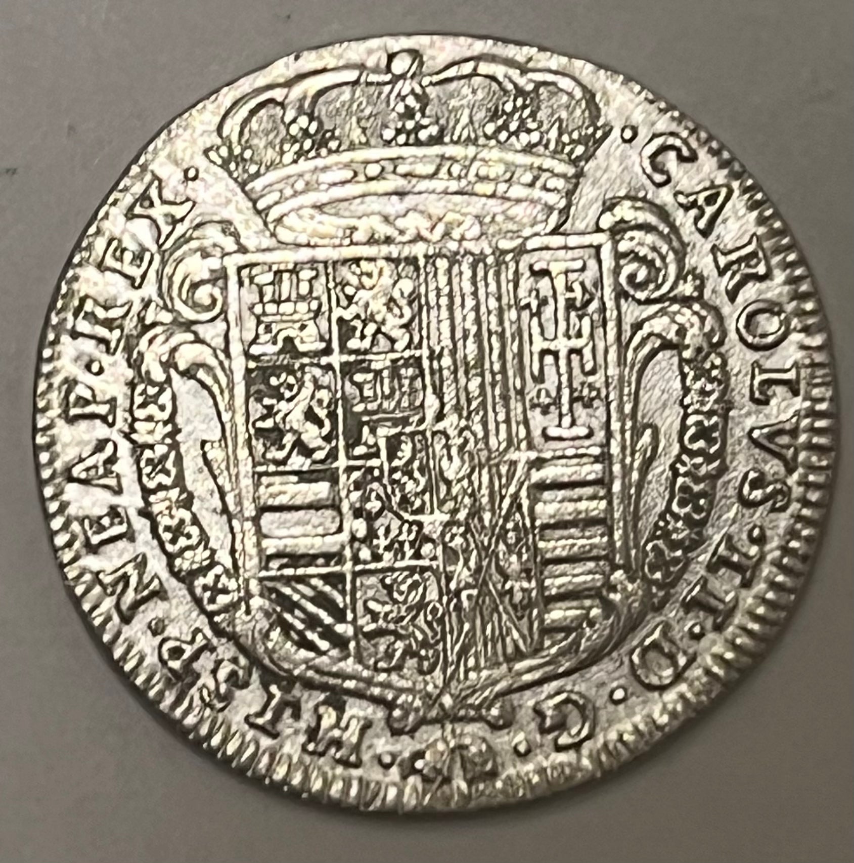 ITALY, Naples, Charles II of Spain ~ 1685 ~ Silver Tari (5.47g) ~ Crow ...
