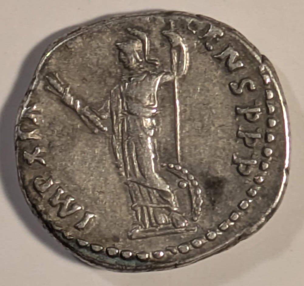 ROME, Domitian ~ 81-96 (89 AD) ~ Silver Denarius (3.43g) ~ Laureate head of Domitian right ~ Minerva stg. left, holding thunderbolt and spear, shield at side ~ RIC-139, RSC-251, SR-2732 ~ Toned VF, touch o.c.