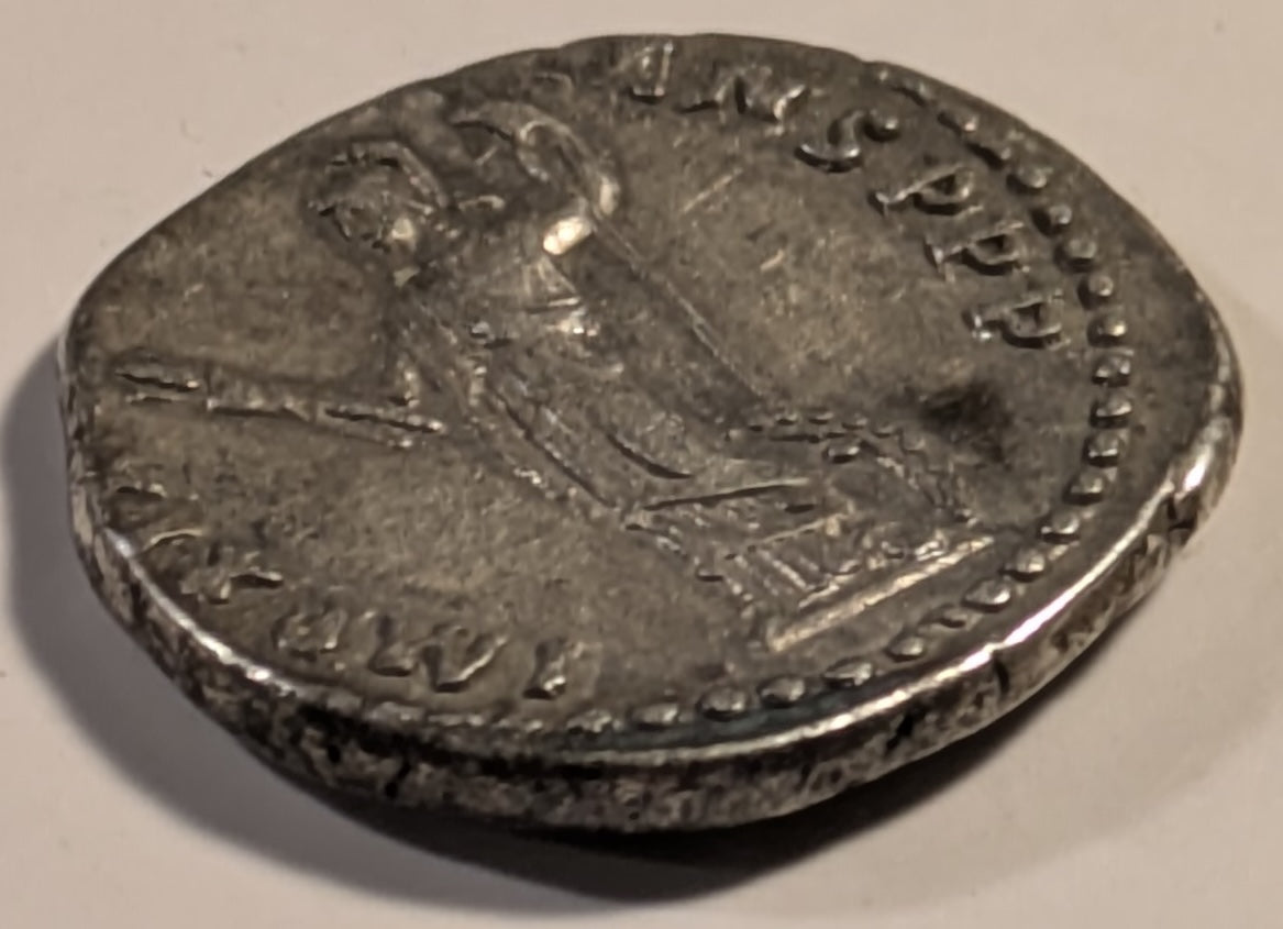 ROME, Domitian ~ 81-96 (89 AD) ~ Silver Denarius (3.43g) ~ Laureate head of Domitian right ~ Minerva stg. left, holding thunderbolt and spear, shield at side ~ RIC-139, RSC-251, SR-2732 ~ Toned VF, touch o.c.