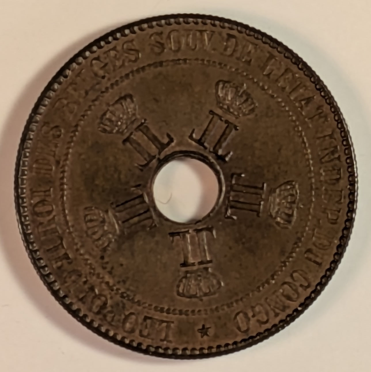 BELGIAN CONGO, Congo Free State ~ 1887 ~ 10 Centimes ~ 1st year of type ~ Y-4, KM-4 ~ Ch. R & B Unc