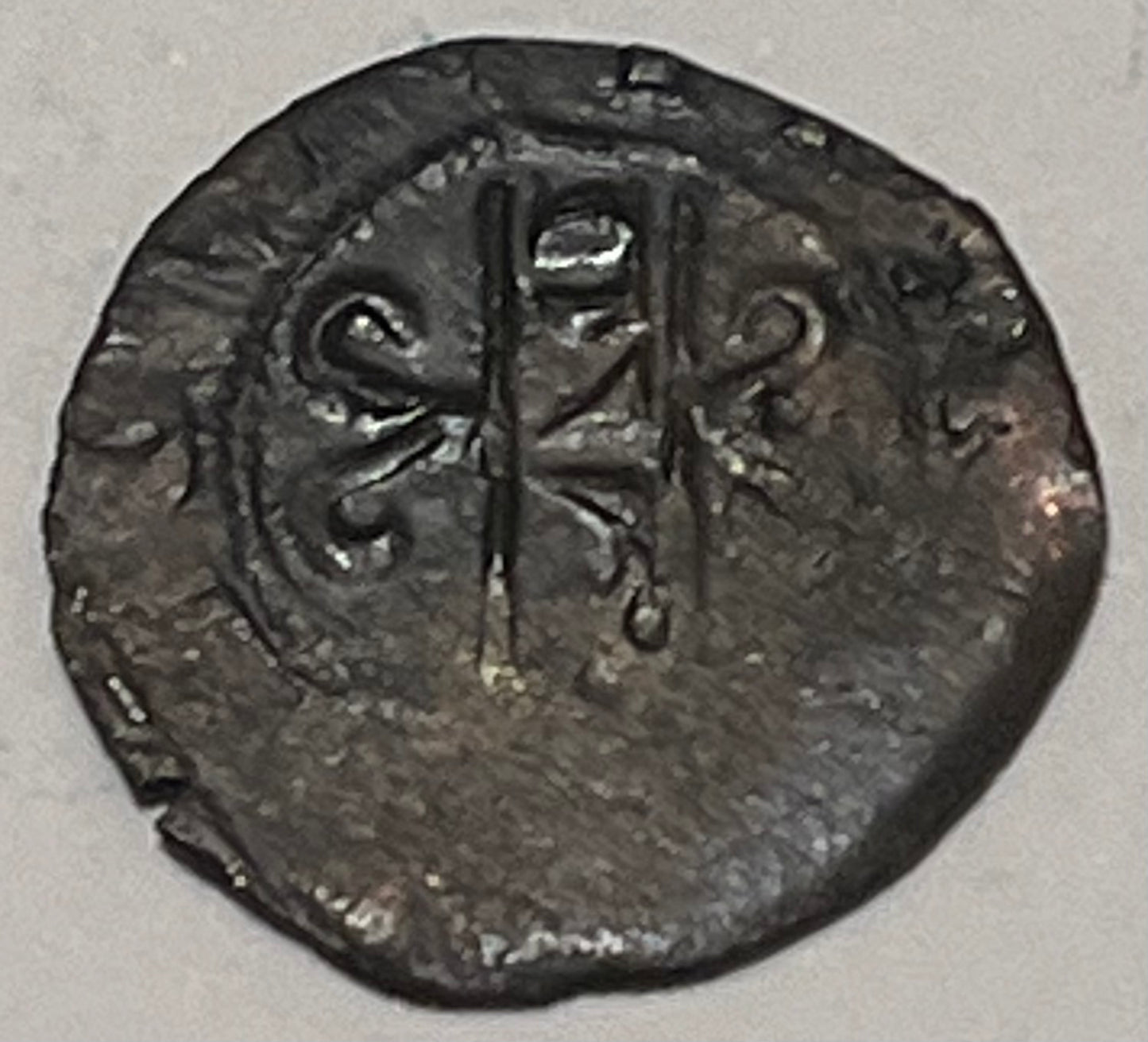 FRANCE, Burgundy, Hugh V ~ 1305-1315 ~ Silver Denier (.97g) ~ "DUX" on banner ~ Cross, with shamrock (?) in 2 angles ~ Boudeau-1214, SCMF-5785 ~ Gd Fine, some flat areas?