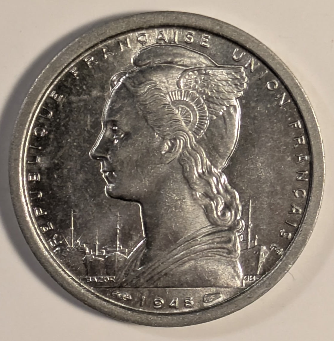 ST. PIERRE & MIQUELON, French Overseas Department ~ 1948 ~ 2 Francs ~ French colony off the coast of Newfoundland ~ Last remaining North American colony of French colonial empire ~ Y-2, KM-2 ~ BU