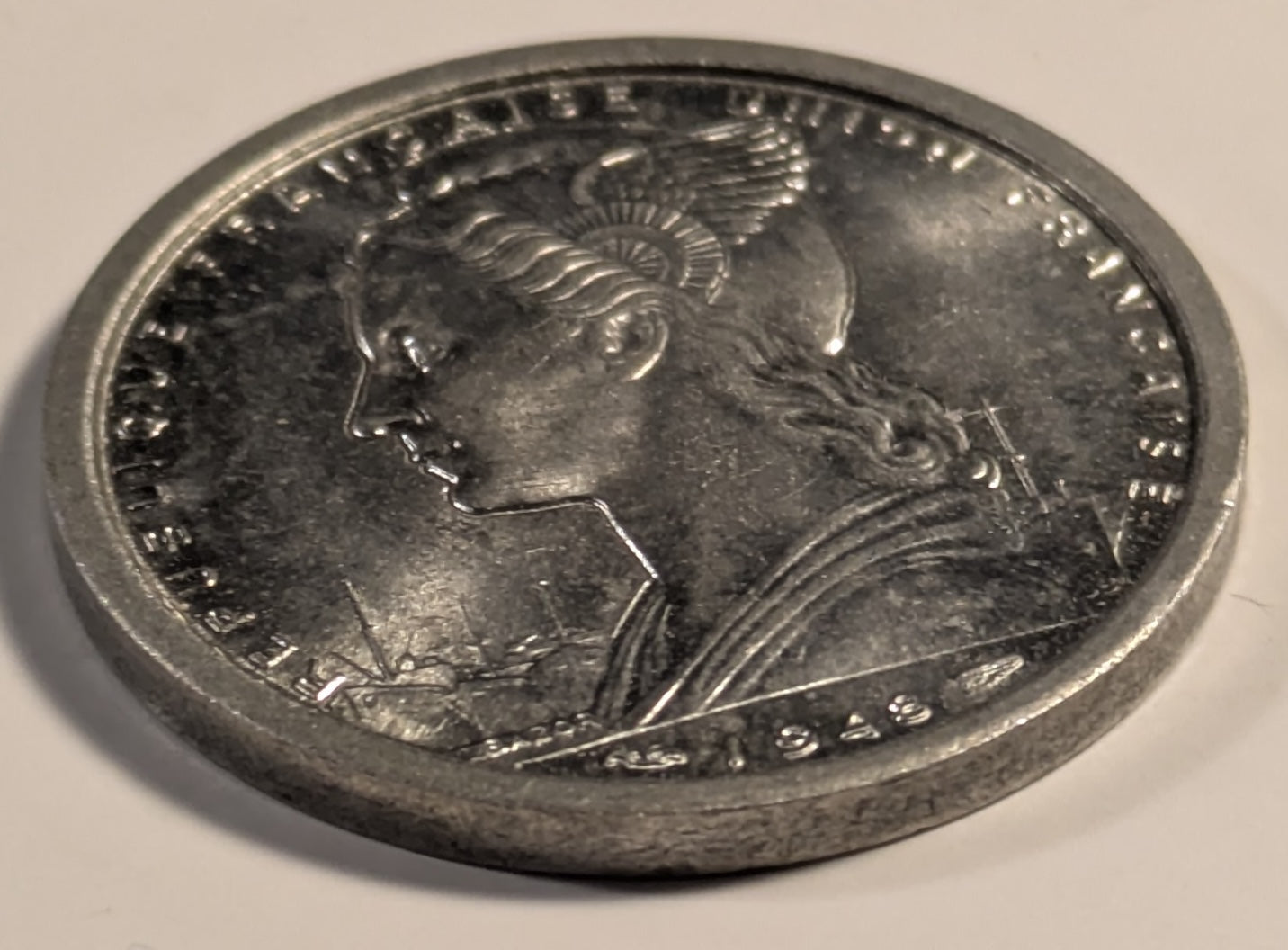 ST. PIERRE & MIQUELON, French Overseas Department ~ 1948 ~ 2 Francs ~ French colony off the coast of Newfoundland ~ Last remaining North American colony of French colonial empire ~ Y-2, KM-2 ~ BU