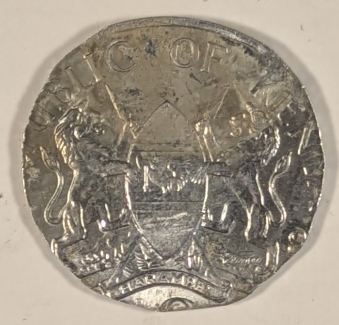 KENYA, Double Error ~ 19-- ~ 10¢ on 5¢, Alum. not Nickel Brass ~ 10 Cent die used on 5 Cent Flan. KM-18, Y-15 over KM-17 over Y-14 ~ Stuck in Aluminum not in Nickel Brass. Rare as sucn