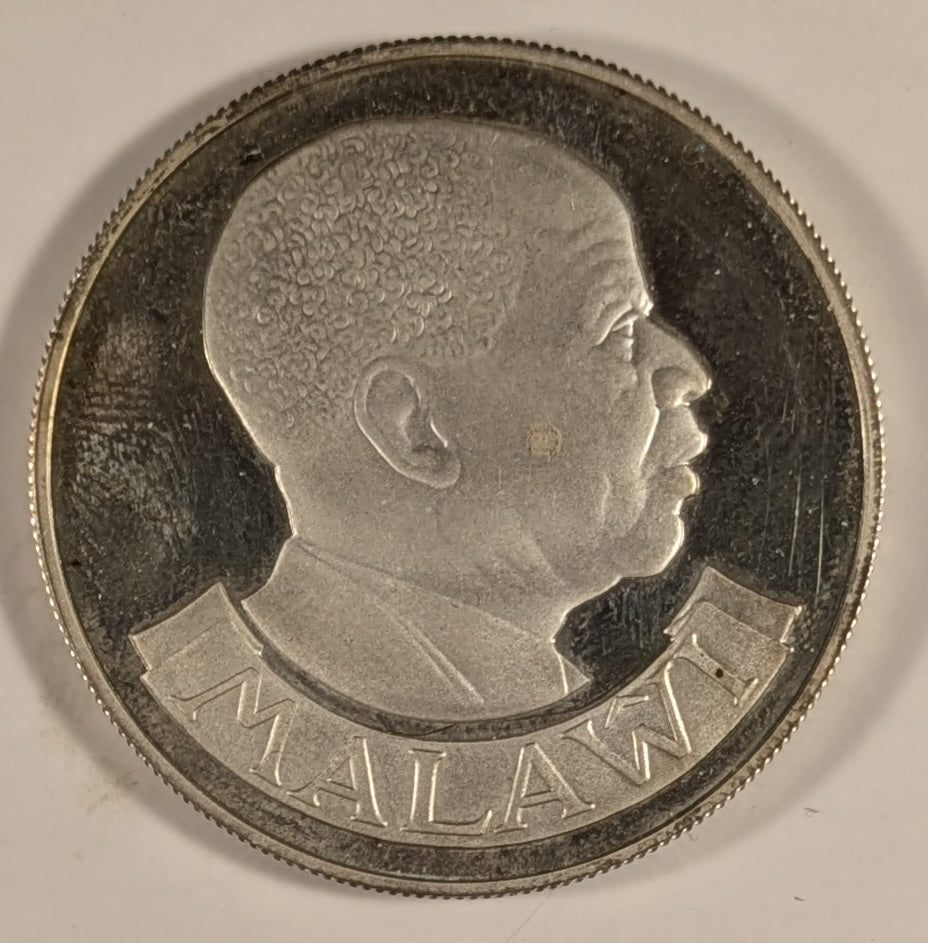 MALAWI, Republic (formerly Nyasaland) ~ 1978 ~ 10 Kwacha ~ Bust right ~ Sable Antelope standing right ~ Silver Crown. Designed by Paul Vincze. Conservation Series ~ Y-16a, KM-16 ~ Choice Proof