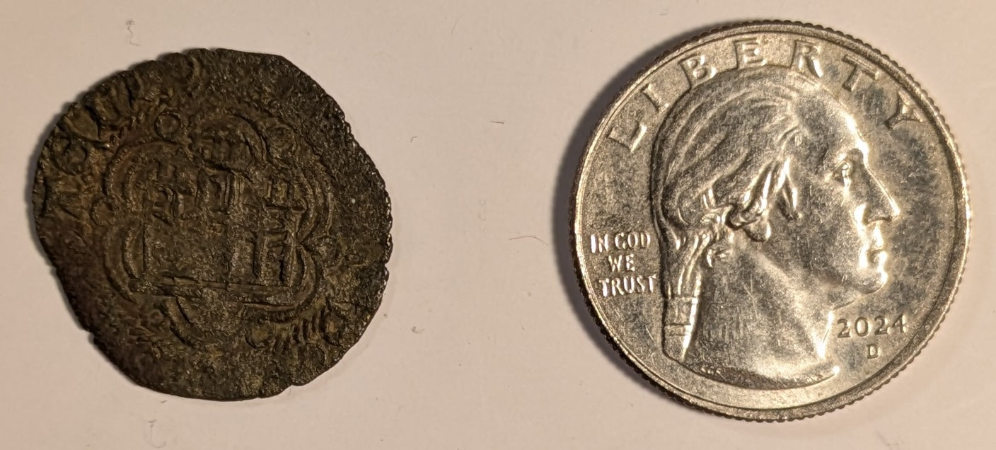 SPAIN, Leon & Castile, Juan II ~ 1406-1454 ~ Bi Blanca of Seville (1.79g) ~ Castel, "S" below ~ Rampant lion left in cartouche ~ CC-511 ~ Fine, grainy