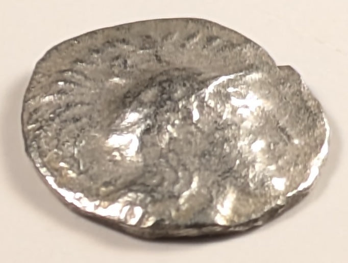 CALABRIA, Tarentum ~ 302-228 BC ~ Silver Diobol (.75g) (or Obol) ~ Head of Athena right, wearing crested helmet ~ Hercules standing right, strangling Nemean Lion.  ~ As Vlasto-1316 ~ F, some oxidation